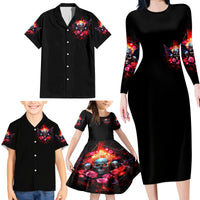 Rose Skull Family Matching Long Sleeve Bodycon Dress and Hawaiian Shirt I Hold A Beast A Angel And A Crazy Lady In Me - Wonder Print Shop