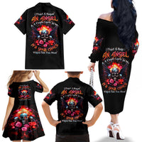 Rose Skull Family Matching Off Shoulder Long Sleeve Dress and Hawaiian Shirt I Hold A Beast A Angel And A Crazy Lady In Me - Wonder Print Shop