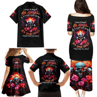 Rose Skull Family Matching Puletasi Dress and Hawaiian Shirt I Hold A Beast A Angel And A Crazy Lady In Me - Wonder Print Shop
