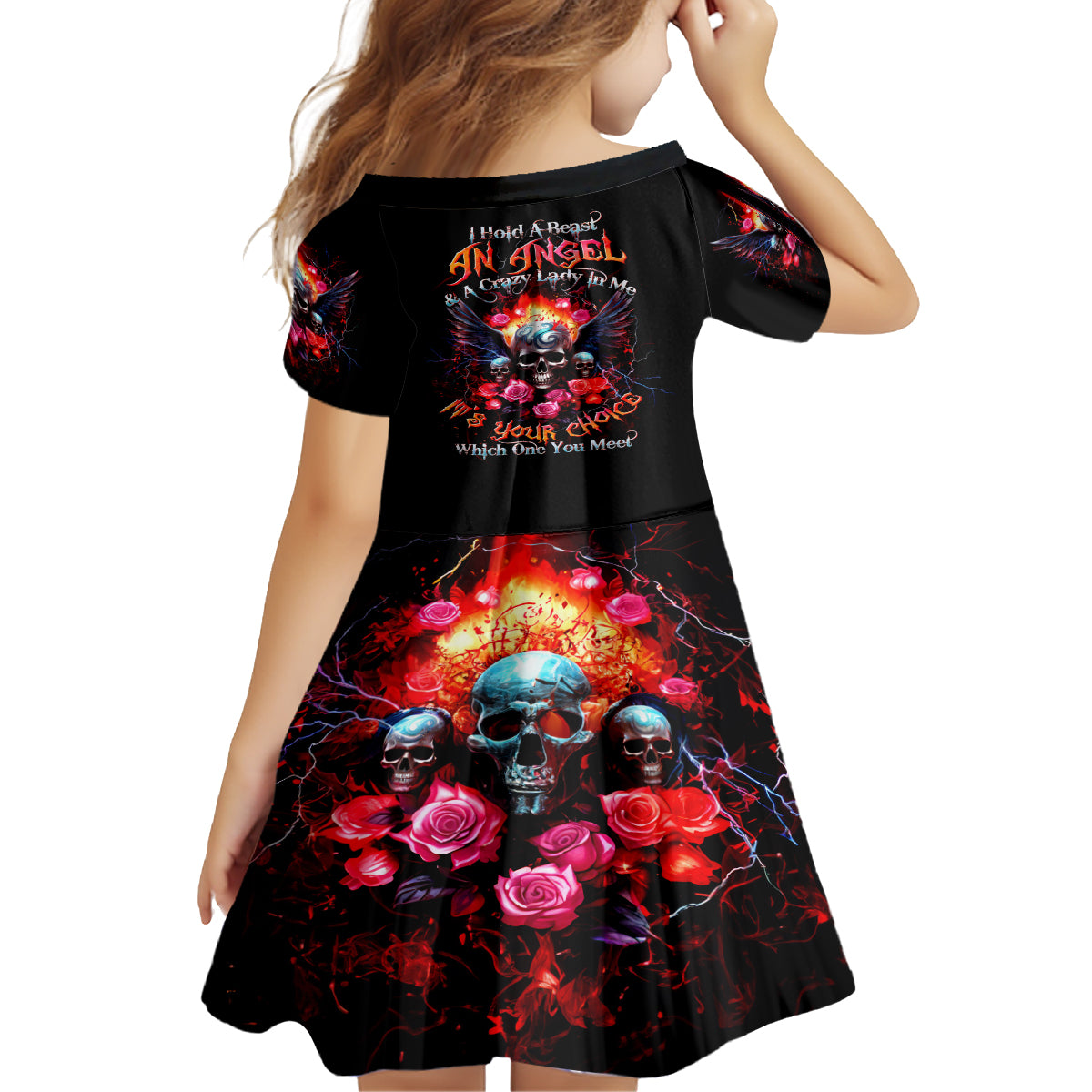 Rose Skull Family Matching Tank Maxi Dress and Hawaiian Shirt I Hold A Beast A Angel And A Crazy Lady In Me - Wonder Print Shop