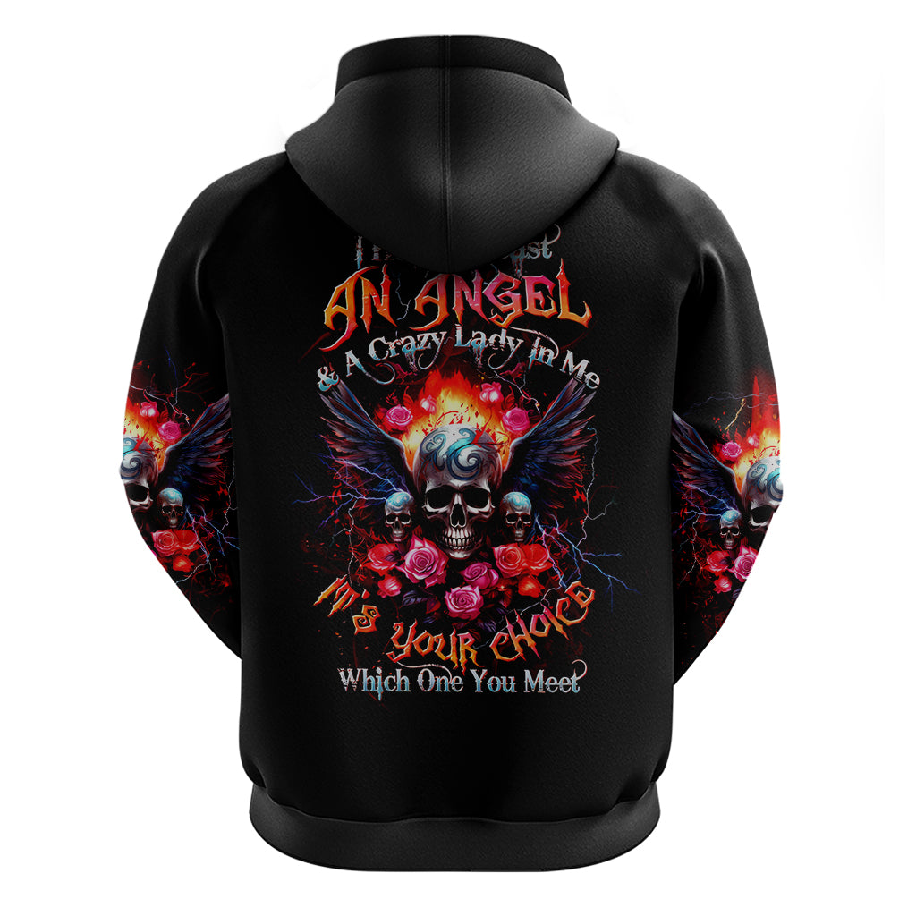 Rose Skull Hoodie I Hold A Beast A Angel And A Crazy Lady In Me - Wonder Print Shop