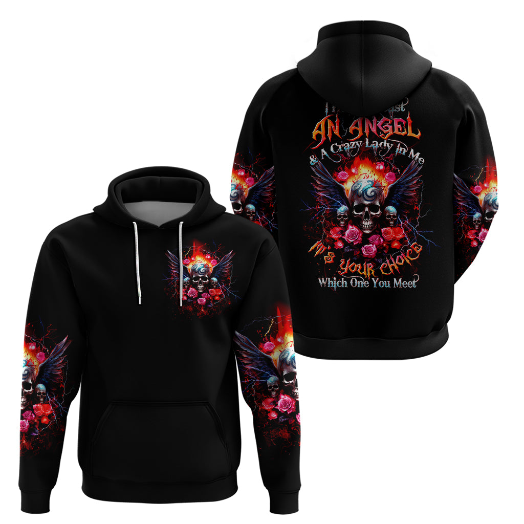 Rose Skull Hoodie I Hold A Beast A Angel And A Crazy Lady In Me - Wonder Print Shop