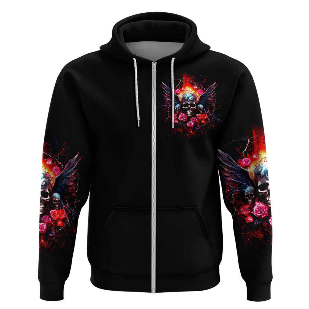 Rose Skull Hoodie I Hold A Beast A Angel And A Crazy Lady In Me - Wonder Print Shop