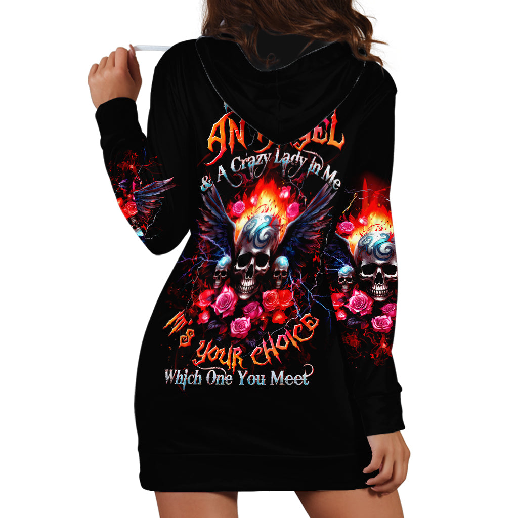 Rose Skull Hoodie Dress I Hold A Beast A Angel And A Crazy Lady In Me - Wonder Print Shop
