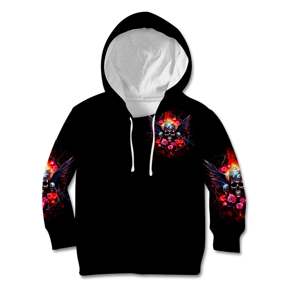 Rose Skull Kid Hoodie I Hold A Beast A Angel And A Crazy Lady In Me - Wonder Print Shop