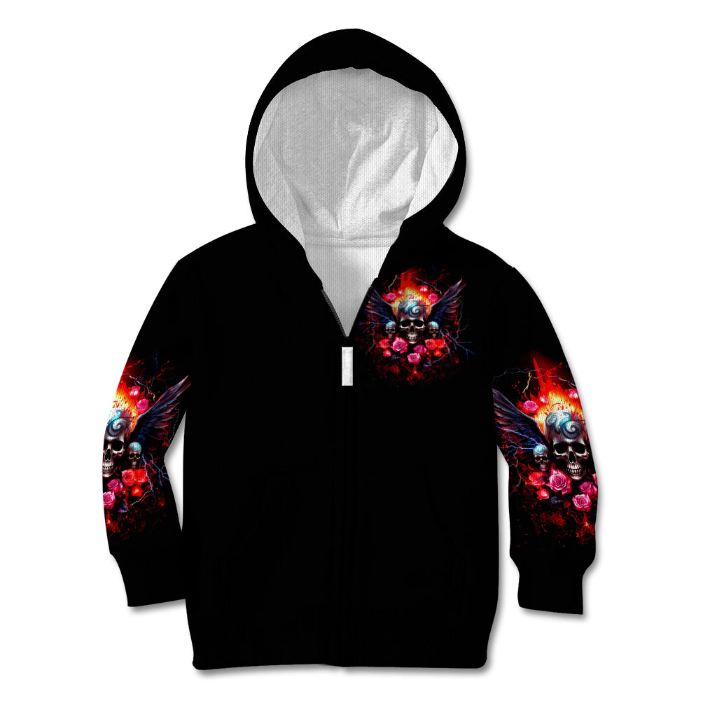 Rose Skull Kid Hoodie I Hold A Beast A Angel And A Crazy Lady In Me - Wonder Print Shop