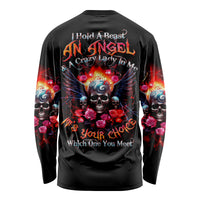 Rose Skull Long Sleeve Shirt I Hold A Beast A Angel And A Crazy Lady In Me - Wonder Print Shop