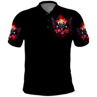 Rose Skull Polo Shirt I Hold A Beast A Angel And A Crazy Lady In Me - Wonder Print Shop