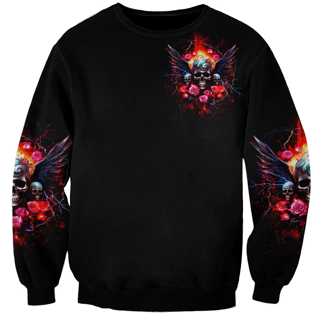 Rose Skull Sweatshirt I Hold A Beast A Angel And A Crazy Lady In Me - Wonder Print Shop