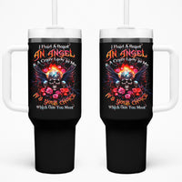 Rose Skull Tumbler With Handle I Hold A Beast A Angel And A Crazy Lady In Me - Wonder Print Shop