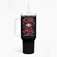 Rose Skull Tumbler With Handle I Hold A Beast A Angel And A Crazy Lady In Me - Wonder Print Shop