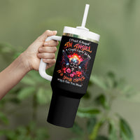 Rose Skull Tumbler With Handle I Hold A Beast A Angel And A Crazy Lady In Me - Wonder Print Shop
