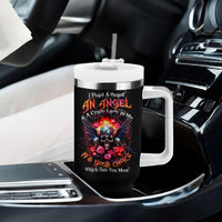 Rose Skull Tumbler With Handle I Hold A Beast A Angel And A Crazy Lady In Me - Wonder Print Shop