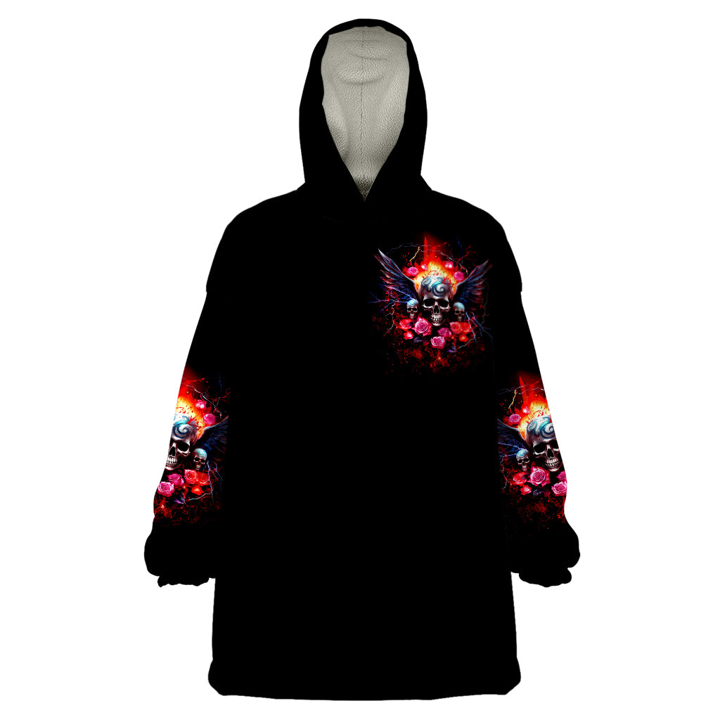Rose Skull Wearable Blanket Hoodie I Hold A Beast A Angel And A Crazy Lady In Me - Wonder Print Shop