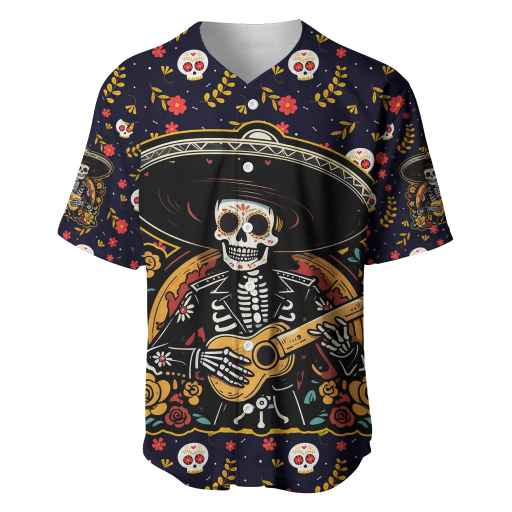 Day of Dead Skull Baseball Jersey Sugar Skull Musican - Wonder Print Shop