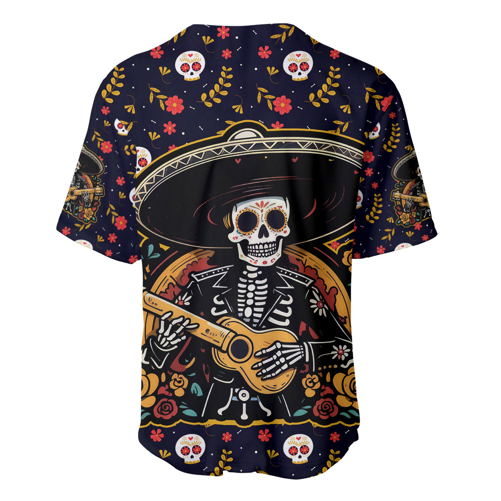 Day of Dead Skull Baseball Jersey Sugar Skull Musican - Wonder Print Shop