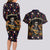 Day of Dead Skull Couples Matching Long Sleeve Bodycon Dress and Hawaiian Shirt Sugar Skull Musican - Wonder Print Shop
