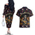 Day of Dead Skull Couples Matching Off The Shoulder Long Sleeve Dress and Hawaiian Shirt Sugar Skull Musican - Wonder Print Shop
