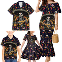 Day of Dead Skull Family Matching Mermaid Dress and Hawaiian Shirt Sugar Skull Musican - Wonder Print Shop