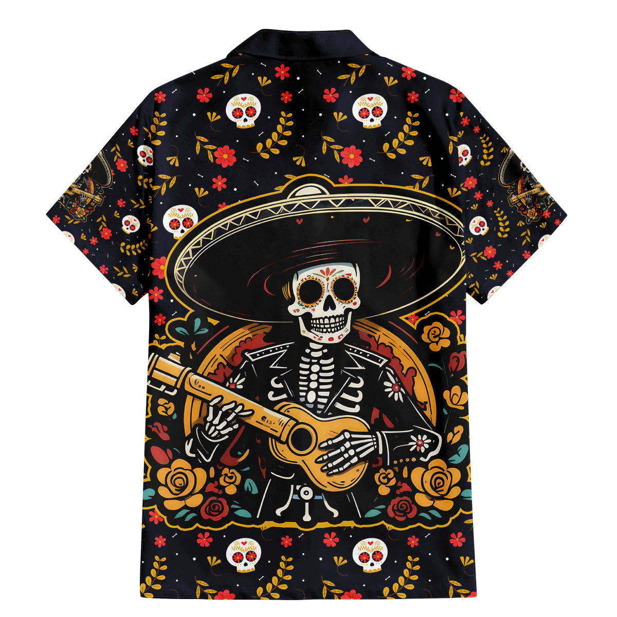 Day of Dead Skull Family Matching Mermaid Dress and Hawaiian Shirt Sugar Skull Musican - Wonder Print Shop