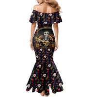Day of Dead Skull Family Matching Mermaid Dress and Hawaiian Shirt Sugar Skull Musican - Wonder Print Shop