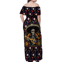Day of Dead Skull Family Matching Off Shoulder Maxi Dress and Hawaiian Shirt Sugar Skull Musican - Wonder Print Shop