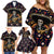 Day of Dead Skull Family Matching Off Shoulder Short Dress and Hawaiian Shirt Sugar Skull Musican - Wonder Print Shop