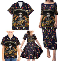 Day of Dead Skull Family Matching Puletasi Dress and Hawaiian Shirt Sugar Skull Musican - Wonder Print Shop