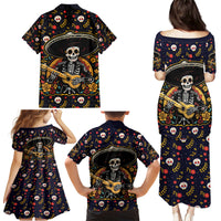Day of Dead Skull Family Matching Puletasi Dress and Hawaiian Shirt Sugar Skull Musican - Wonder Print Shop