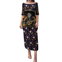 Day of Dead Skull Family Matching Puletasi Dress and Hawaiian Shirt Sugar Skull Musican - Wonder Print Shop