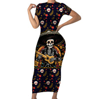 Day of Dead Skull Family Matching Short Sleeve Bodycon Dress and Hawaiian Shirt Sugar Skull Musican - Wonder Print Shop