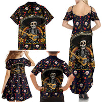 Day of Dead Skull Family Matching Summer Maxi Dress and Hawaiian Shirt Sugar Skull Musican - Wonder Print Shop