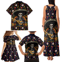 Day of Dead Skull Family Matching Tank Maxi Dress and Hawaiian Shirt Sugar Skull Musican - Wonder Print Shop