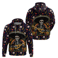 Day of Dead Skull Hoodie Sugar Skull Musican - Wonder Print Shop
