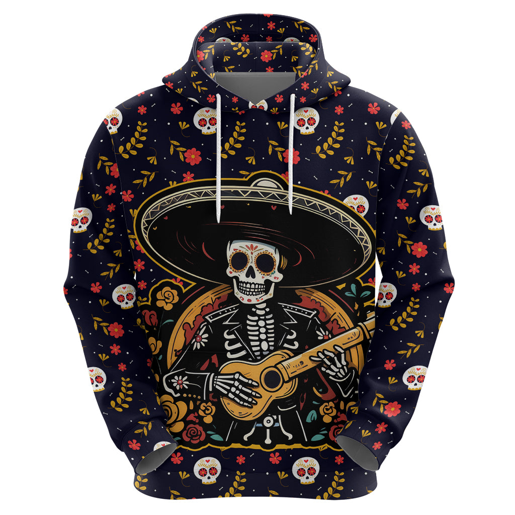 Day of Dead Skull Hoodie Sugar Skull Musican - Wonder Print Shop