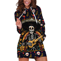 Day of Dead Skull Hoodie Dress Sugar Skull Musican - Wonder Print Shop