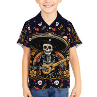 Day of Dead Skull Kid Hawaiian Shirt Sugar Skull Musican - Wonder Print Shop