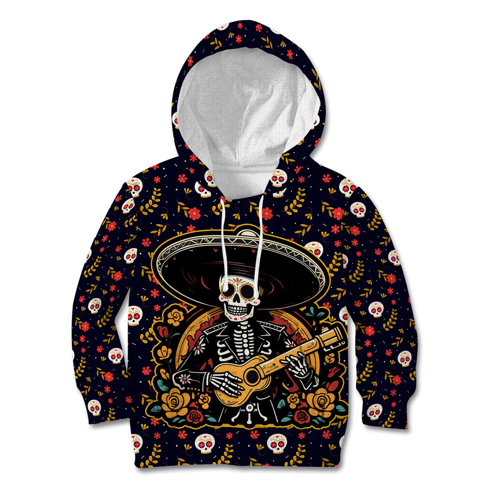 Day of Dead Skull Kid Hoodie Sugar Skull Musican - Wonder Print Shop