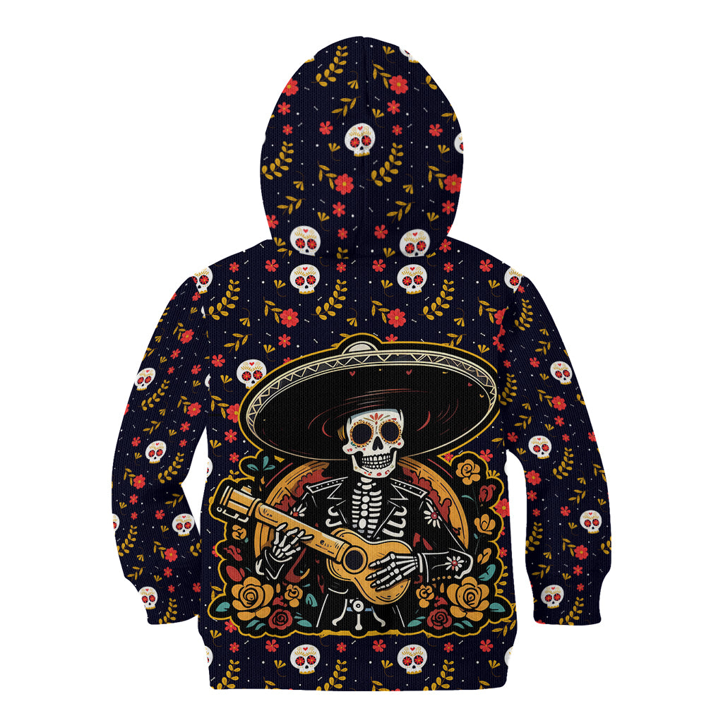 Day of Dead Skull Kid Hoodie Sugar Skull Musican - Wonder Print Shop