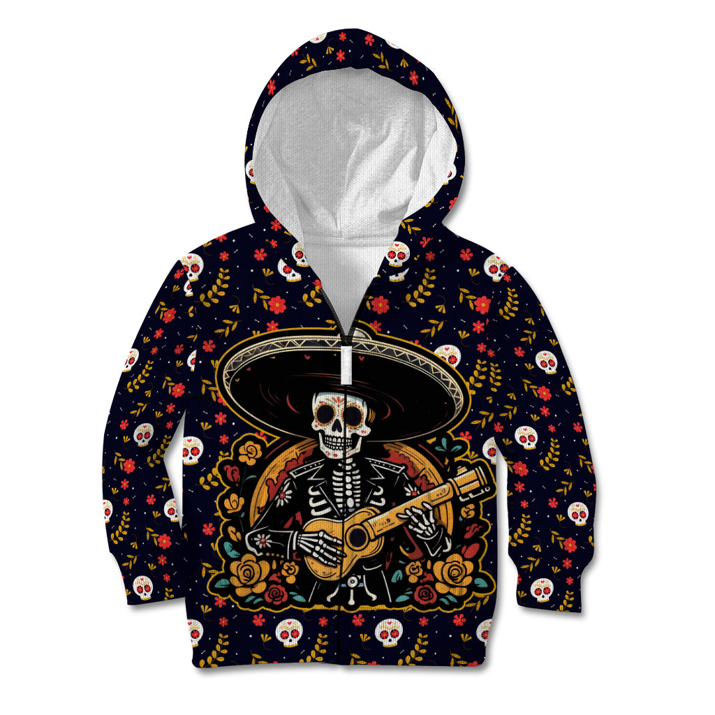 Day of Dead Skull Kid Hoodie Sugar Skull Musican - Wonder Print Shop