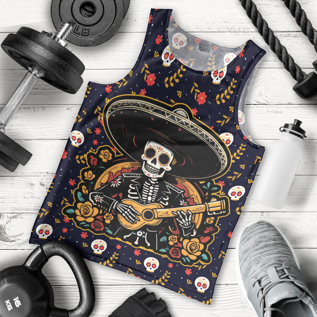 Day of Dead Skull Men Tank Top Sugar Skull Musican - Wonder Print Shop