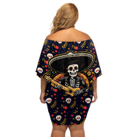Day of Dead Skull Off Shoulder Short Dress Sugar Skull Musican - Wonder Print Shop