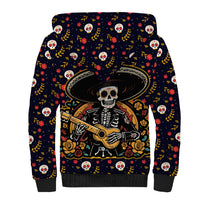 Day of Dead Skull Sherpa Hoodie Sugar Skull Musican - Wonder Print Shop