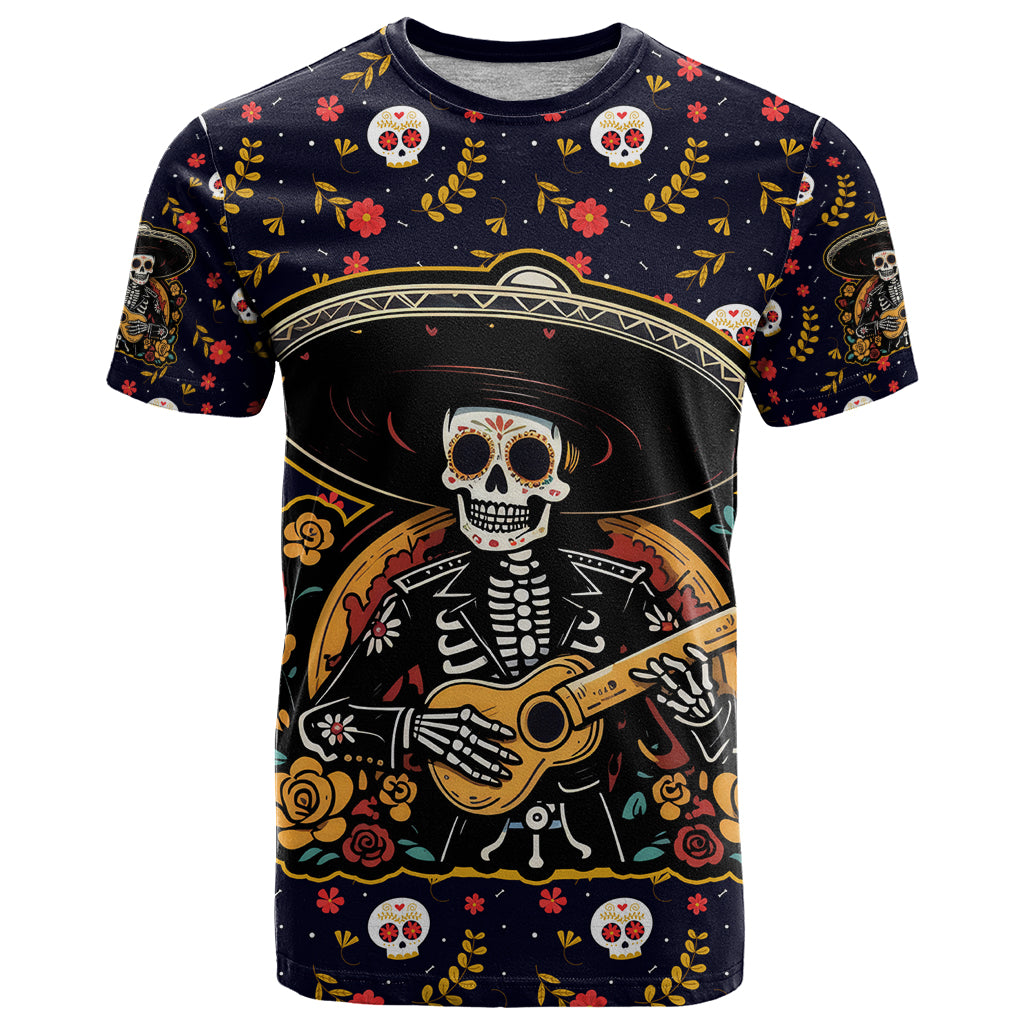 Day of Dead Skull T Shirt Sugar Skull Musican - Wonder Print Shop