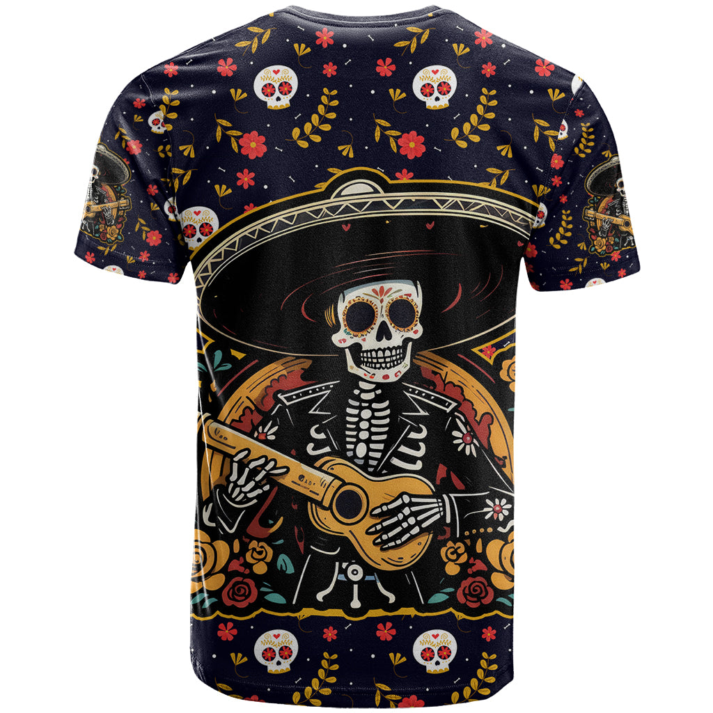 Day of Dead Skull T Shirt Sugar Skull Musican - Wonder Print Shop