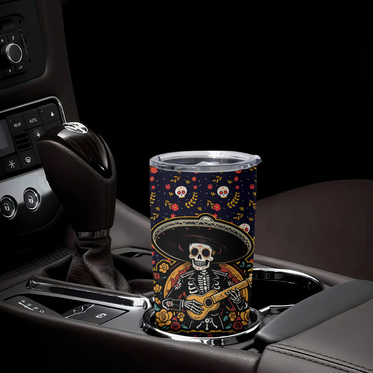 Day of Dead Skull Tumbler Cup Sugar Skull Musican - Wonder Print Shop