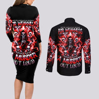 Thunder Skull Couples Matching Long Sleeve Bodycon Dress and Long Sleeve Button Shirt Never Mistake My Silence For Weakness - Wonder Print Shop