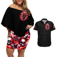 Thunder Skull Couples Matching Off Shoulder Short Dress and Hawaiian Shirt Never Mistake My Silence For Weakness - Wonder Print Shop