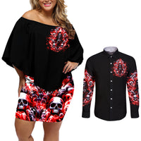 Thunder Skull Couples Matching Off Shoulder Short Dress and Long Sleeve Button Shirt Never Mistake My Silence For Weakness - Wonder Print Shop