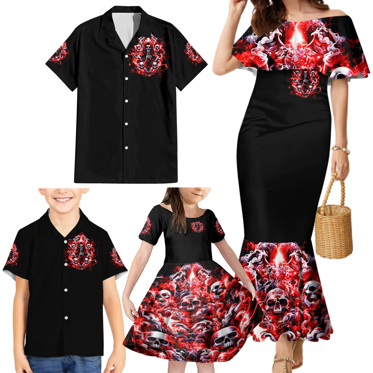 Thunder Skull Family Matching Mermaid Dress and Hawaiian Shirt Never Mistake My Silence For Weakness - Wonder Print Shop